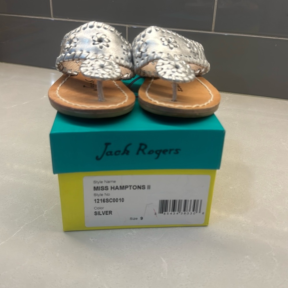Jack Rogers Miss Hamptons silver flip flop